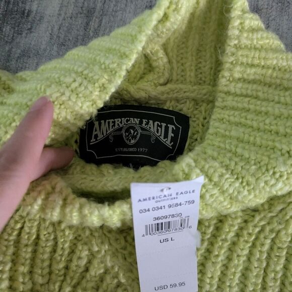 NWT American Eagle  Cable Knit Mock Kneck Chunky Sweat Size L - Picture 6 of 7